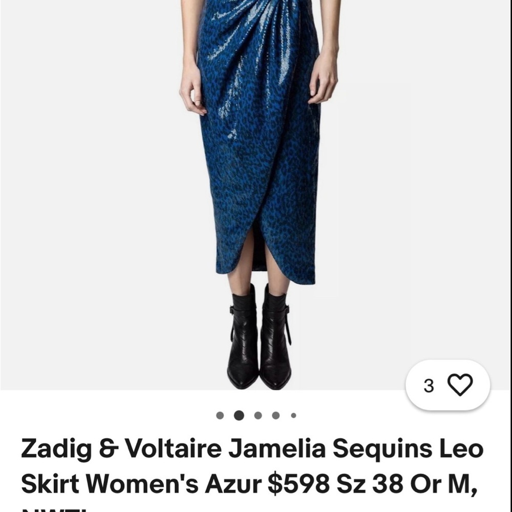 Zadig & Voltaire Blue Sequin Pencil Skirt